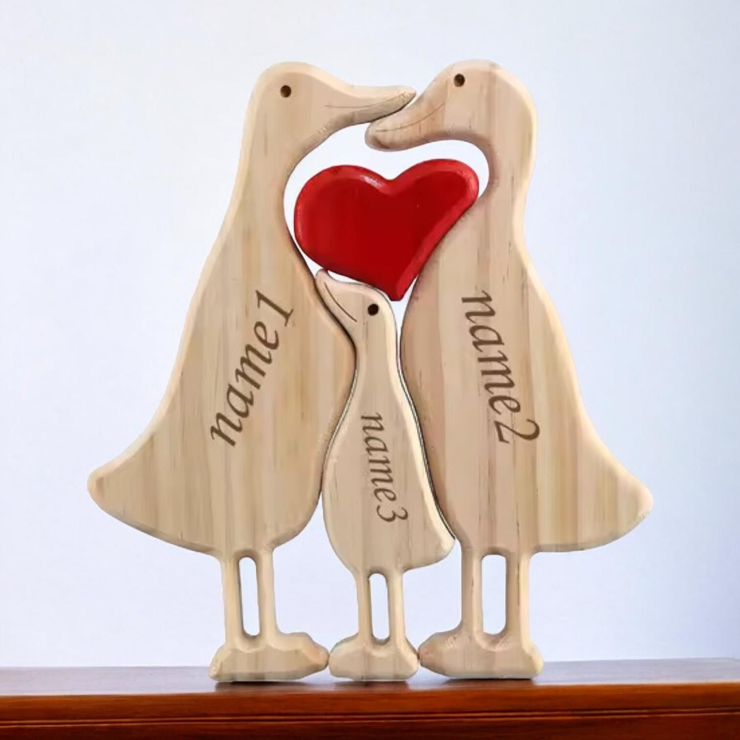 Personalised Wooden Duck Family Puzzle _ Custom Engraved Figurines _ Unique Family Gift, Mother’s Day Keepsake, Animal Lover Home DecorCustom Name Family Gift, Anniversary Housewarming Keepsake