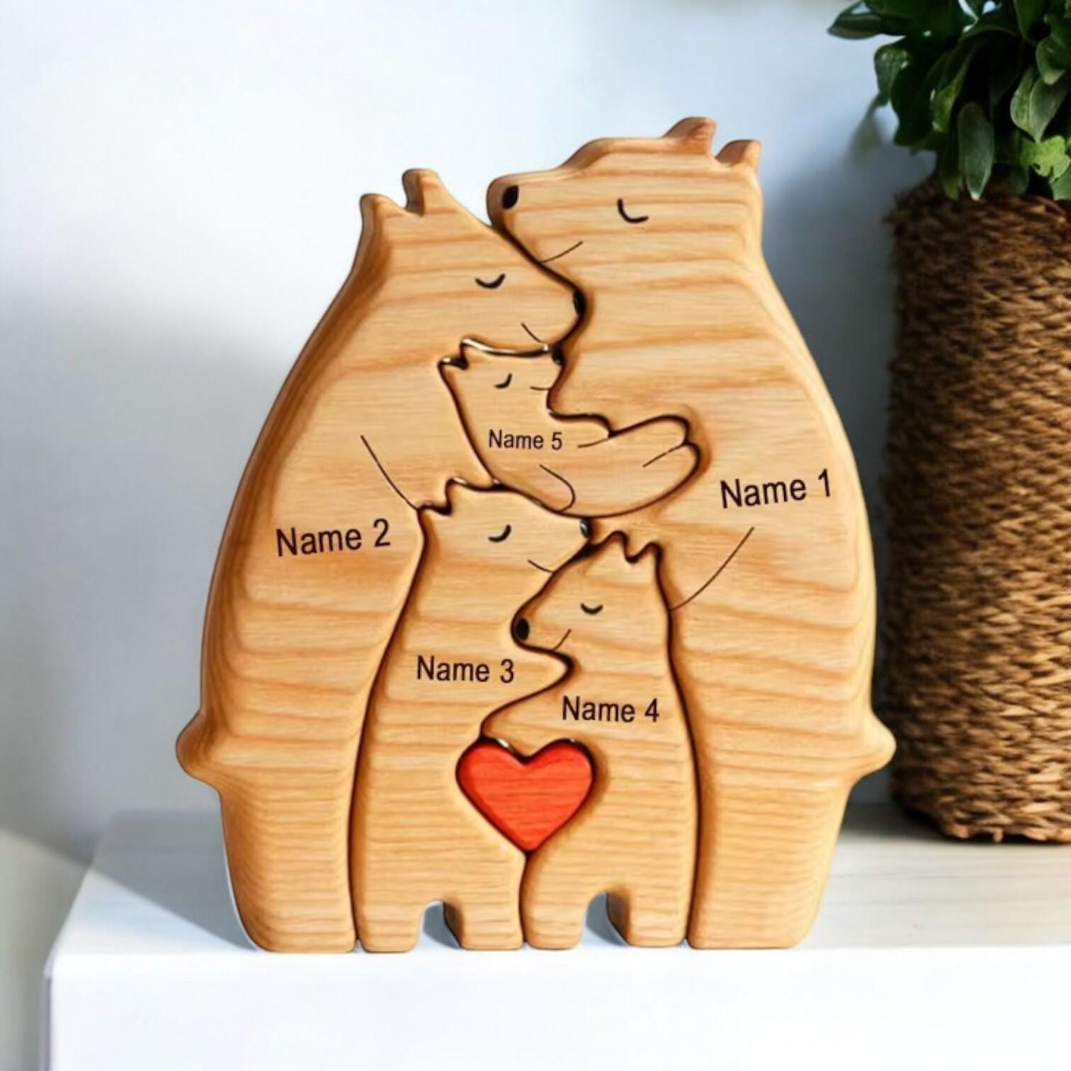 Personalized Giraffe Family Puzzle, Mothers Day Gift, Family Christmas Gift, Baby Shower, Family of Four Gift, Giraffe Gifts, Nursery Decor