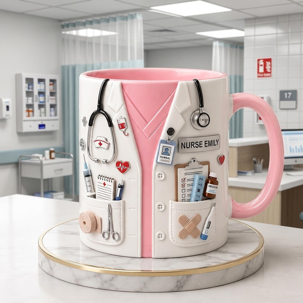 Personalized Nurse Mug, RN Gift for Women, Custom Nurse Coffee Cup, Nurse Appreciation Mug, Cute Nursing School Graduation Gift