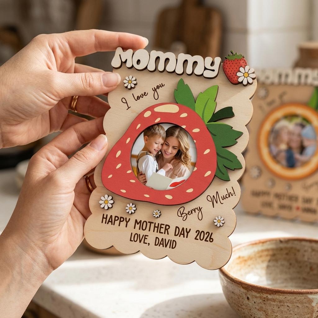 Magnetic Photo Mother, Love You Grandma, I Love You Berry Much, Fridge Magnet Photo, Wood Picture Frame, Nana and Kids Photo Frame
