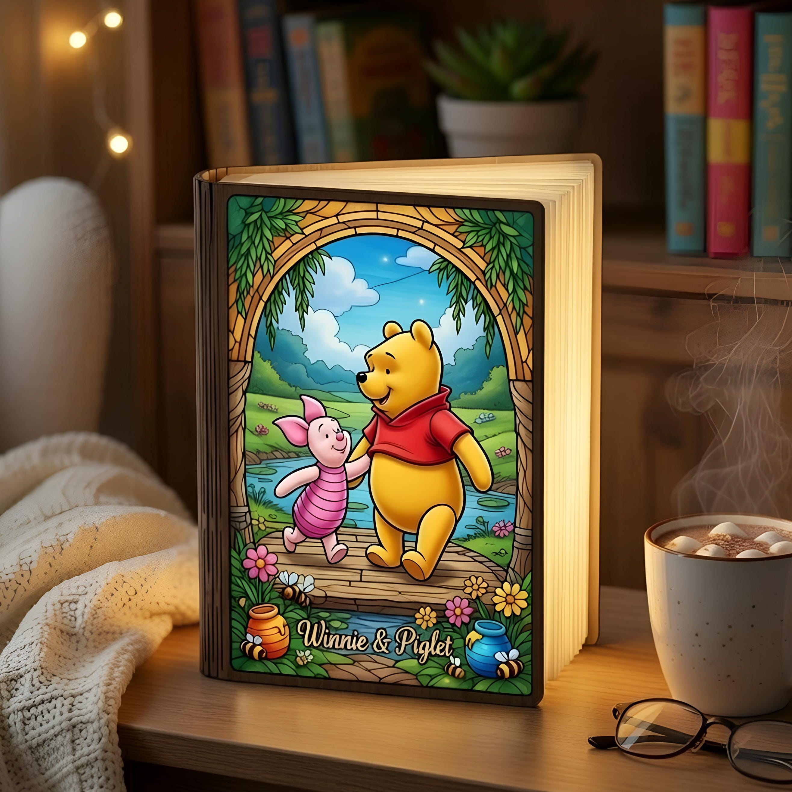 Classic Winnie the Pooh Night Light, Sentimental Mother's Day Gift, Custom Wooden Book Lamp, Nana Birthday Gift, Home Decor, Gift for Mom
