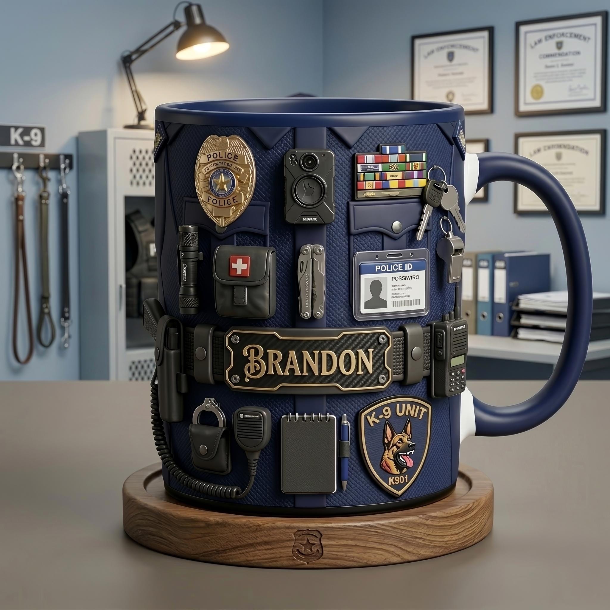 Personalized Police Mug, K9 Officer Coffee Cup, Custom Law Enforcement Gift, Police Officer Appreciation Mug, Thin Blue Line Gift
