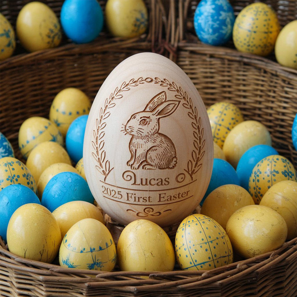 Personalized Musical Wooden Easter Egg Shakers, Custom Egg Cups, Engraved Egg Shaker Kids, Easter Gifts, Baby First Easter