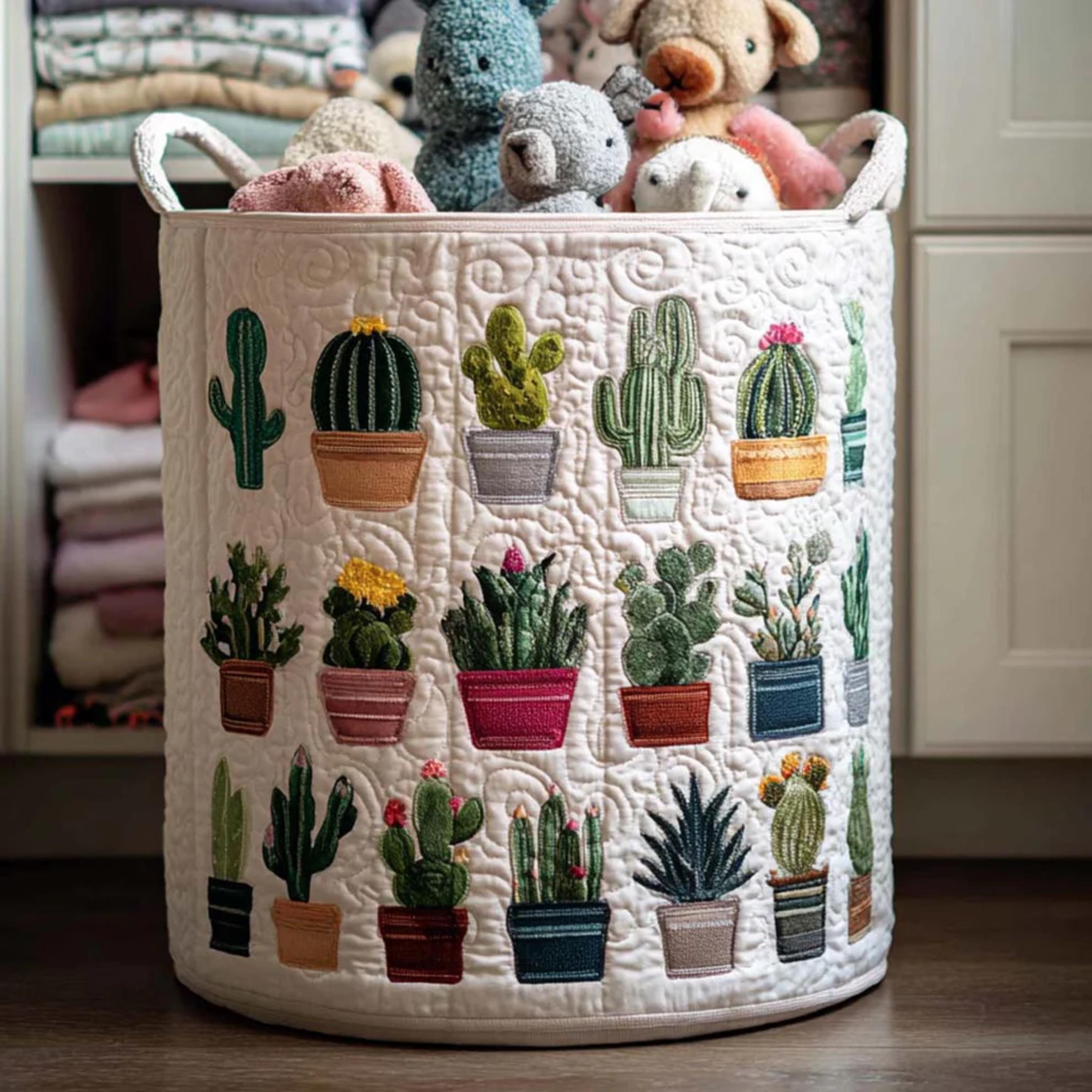 Serene Cactus Laundry Basket, Desert Plant Laundry Gifts, Housewarming Gift Ideas, Mother's Day Gifts, Boho Bedroom Decor, Bathroom Storage