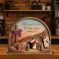 He is Risen Easter Decoration, Wooden Cross Tabletop Ornament, He is Risen Wood Sign_ Jesus Resurrection Scene, Easter Decor