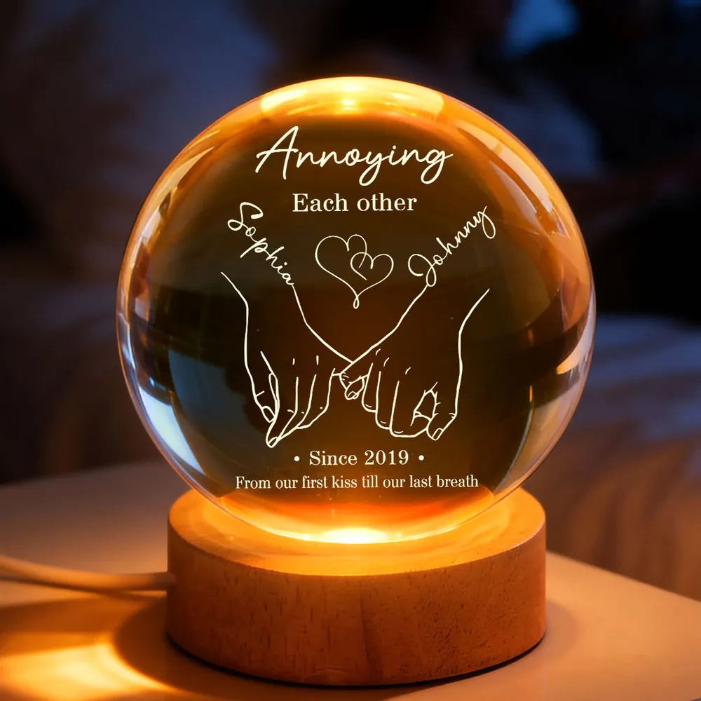 Annoying Each Other and Still Going Strong - Personalized Crystal Ball , Phase Print, Valentines Day Wedding Anniversary Gift For Couple