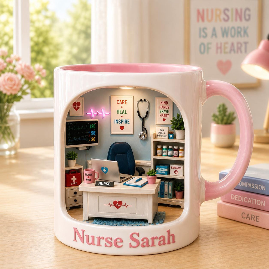 Personalized Nurse Mug, Custom Name Nursing Coffee Cup, Nurse Appreciation Gift, Medical Office Mug, RN Healthcare Worker Gift