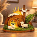 He is Risen 2D FLAT Wooden Standing Decor, Empty Tomb Resurrection Scene, Christian Easter Tabletop Display, Faith Home Shelf Art
