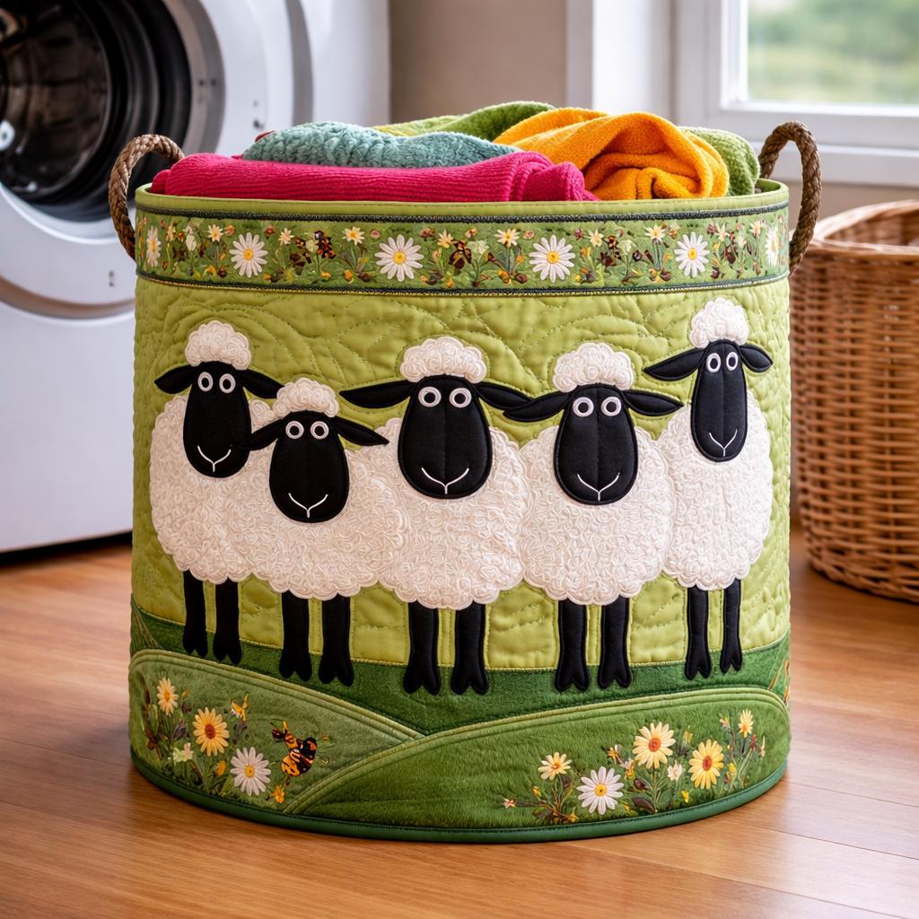Sheep Laundry Basket, Farmhouse Cottagecore Storage Organizer, Kids Toy Bin