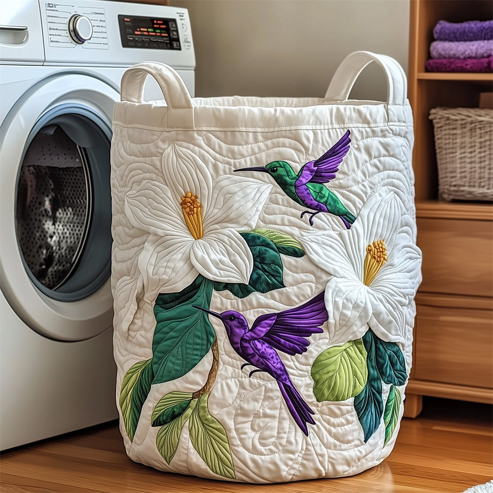 Quilted Laundry Storage Basket, Large Fabric Container Bin, Foldable Clothes Hamper for Bedroom Bathroom Nursery Decor