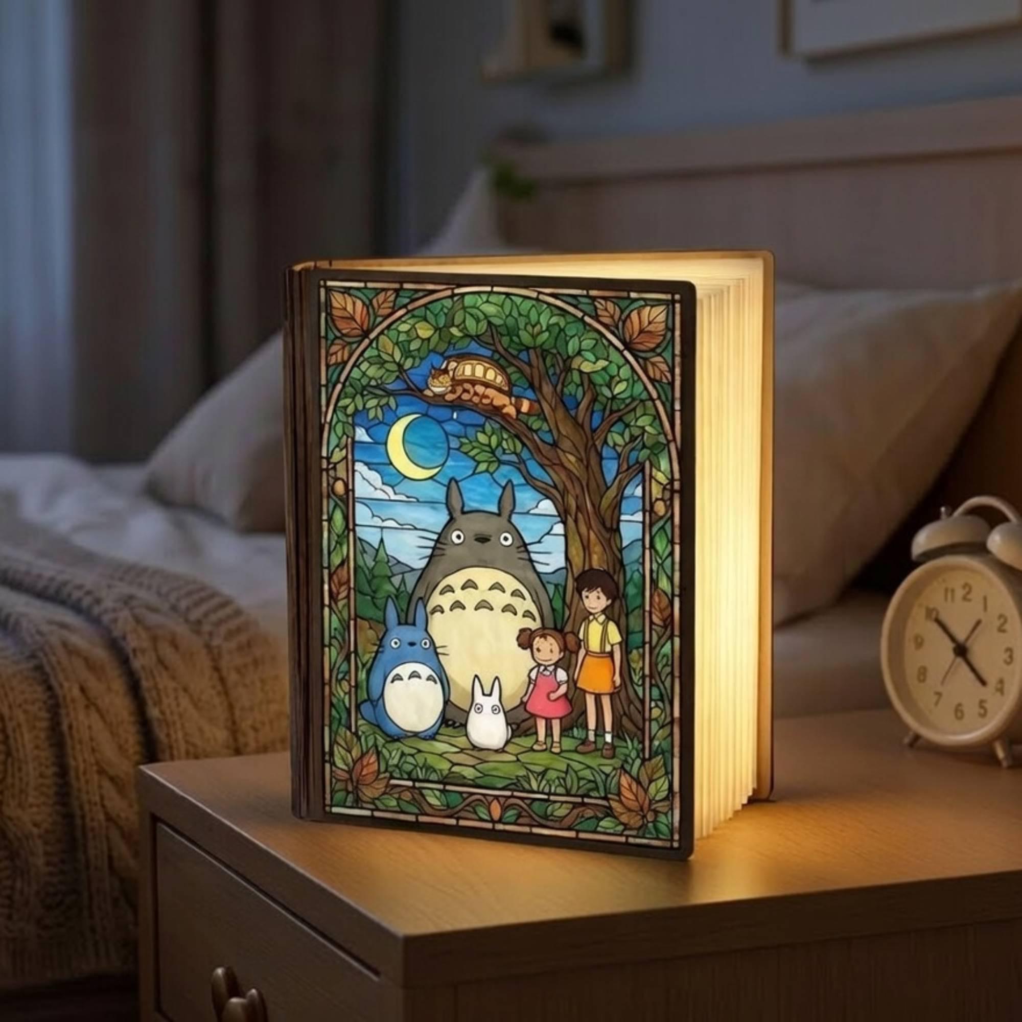 Totoro Forest Book Light, LED Folding Nightlight, Custom Anime Decor, Housewarming Gift, My Neighbor Totoro Night Lamp, Book Lovers Gift