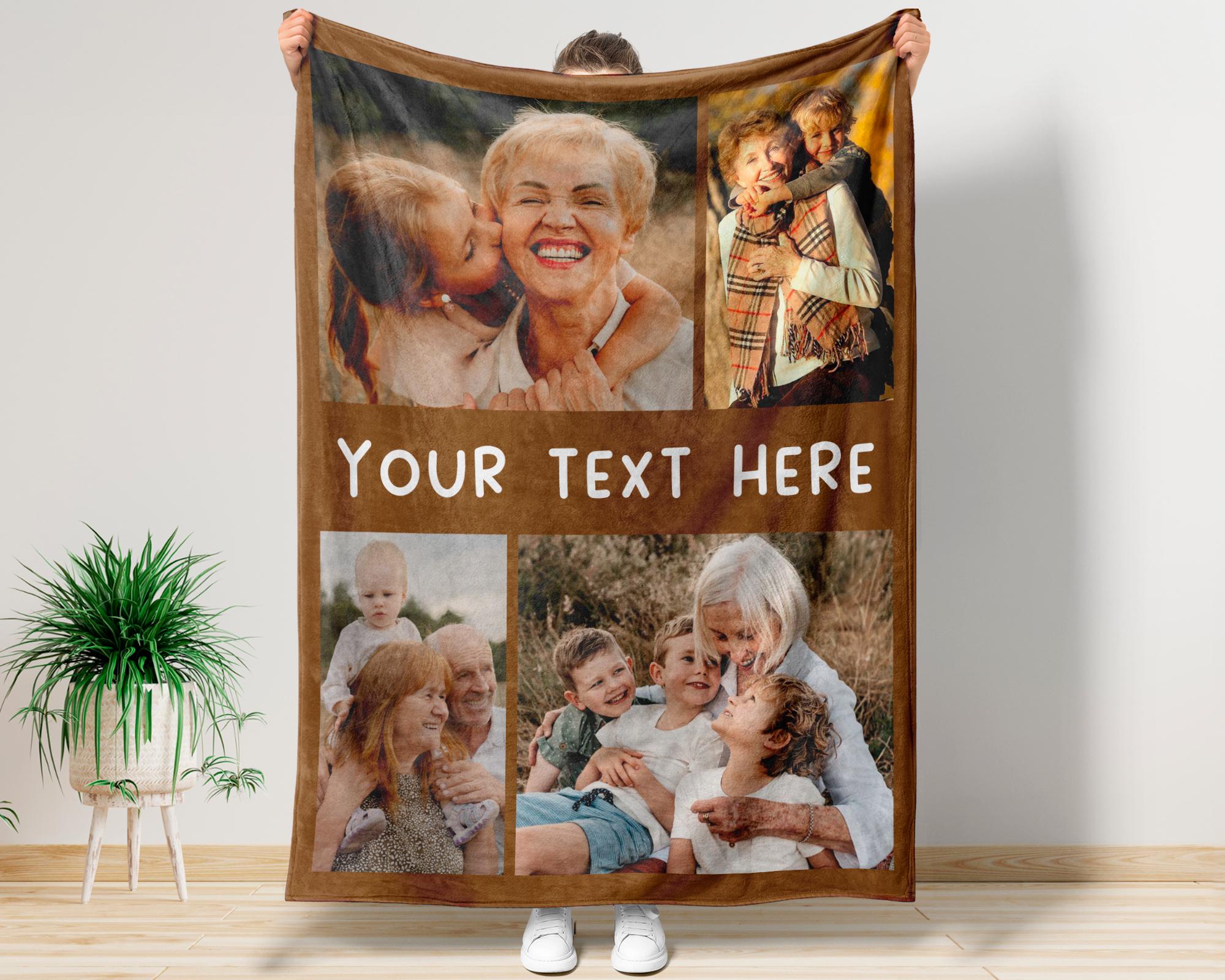 Personalized Custom Picture Blanket Gift for Grandma or Mom, Blanket With Photo and Text