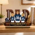 Personalized Football Dad Wooden Block, Daddy's Dream Team, Dad Gift, Sports Dad Decor, Father’s Day Gift, American Football Dad Coach Gifts