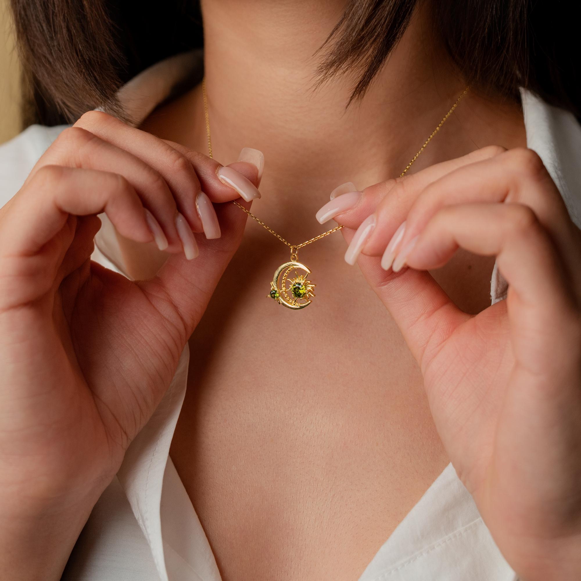 Gold Moon and Sun Necklace - Customized Astrology Jewelry, Necklace for Women, Minimalist Jewelry, Everyday Necklace, Simple Elegant Gift