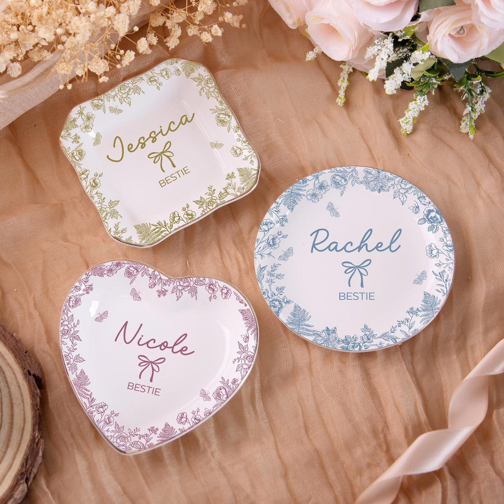 Personalised Bestie Trinket Dish, Custom Best Friend Birthday Jewelry Dish, Soul Sister Bridesmaid Gifts, Galentine's Day Present