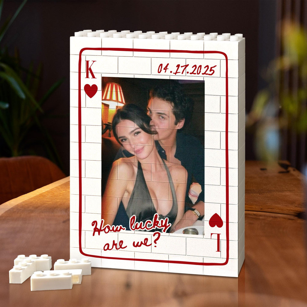 Custom Photo Building Block_ Couple Playing Card Puzzle Blocks, Valentines Day Gifts for Boyfriend, Anniversary Gifts, Romantic Home Decor