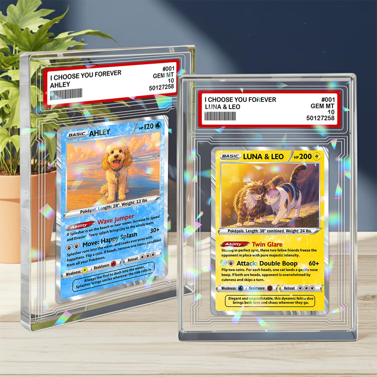 Custom Pet Poke Card Block with Dog Portrait Photo, Personalized Hologram Plaque card for Pet, Trading Card, Custom Photo & Text Game Card