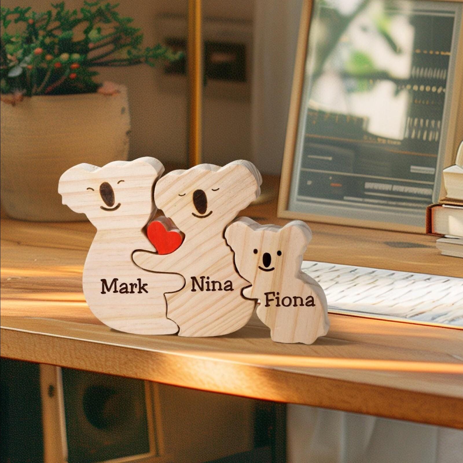 Wooden Koala Family Puzzle, 2-6 Koalas Family Jigsaw Decor, Anniversary Gifts for Mom Dad Couples Family Keepsake Gift, Mother's Day Gift