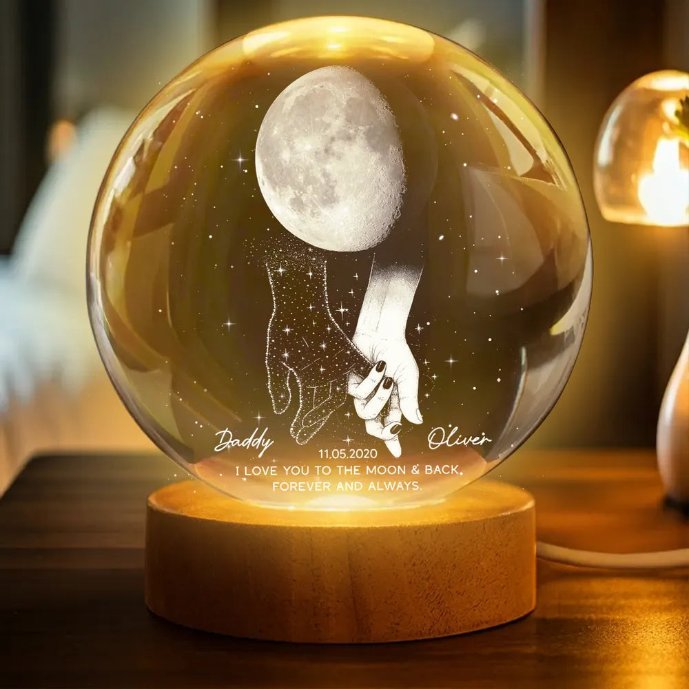 Lost Loved One Holding Hands Moon Phase Galaxy Art - Personalized Crys, Valentines Day Wedding Anniversary Gift For Couple