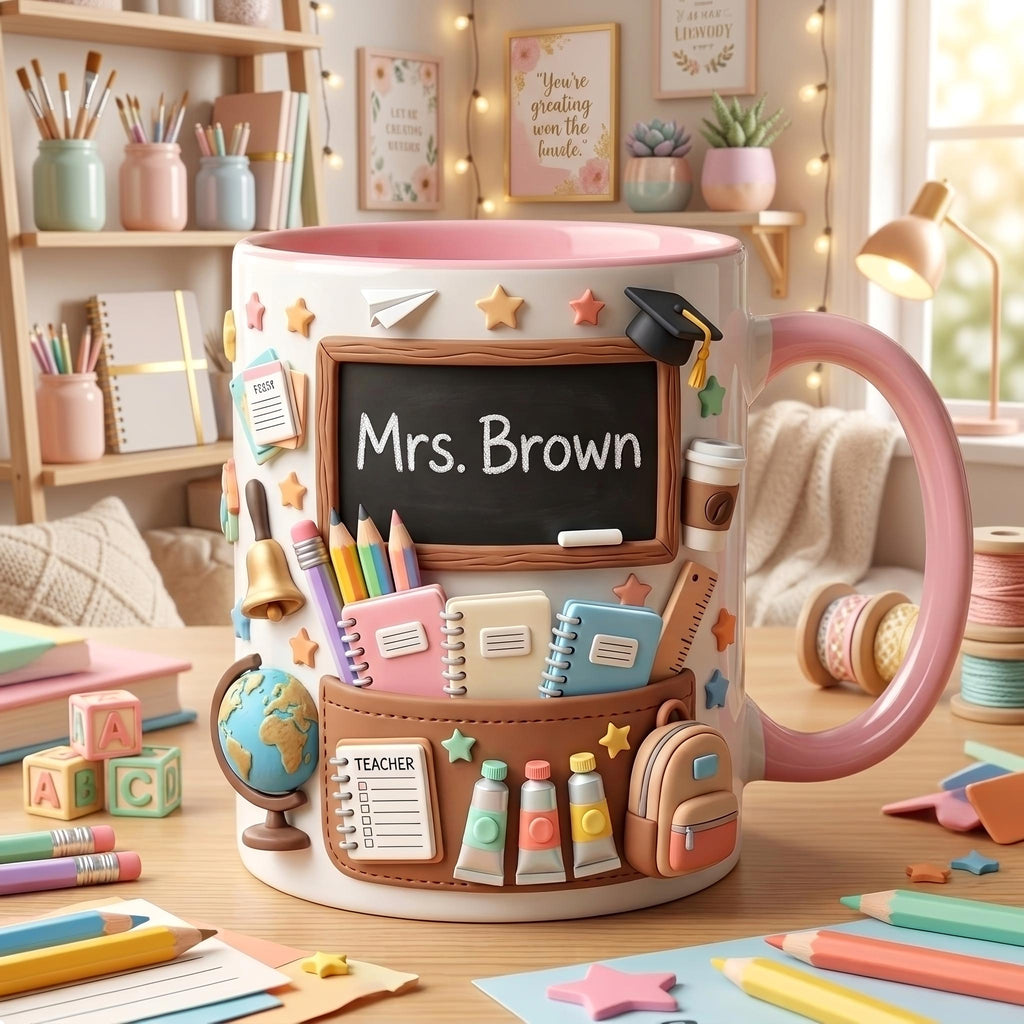Personalized Teacher Mug, Custom Preschool Teacher Coffee Cup, Cute Classroom Mug, Kindergarten Teacher Appreciation Gift