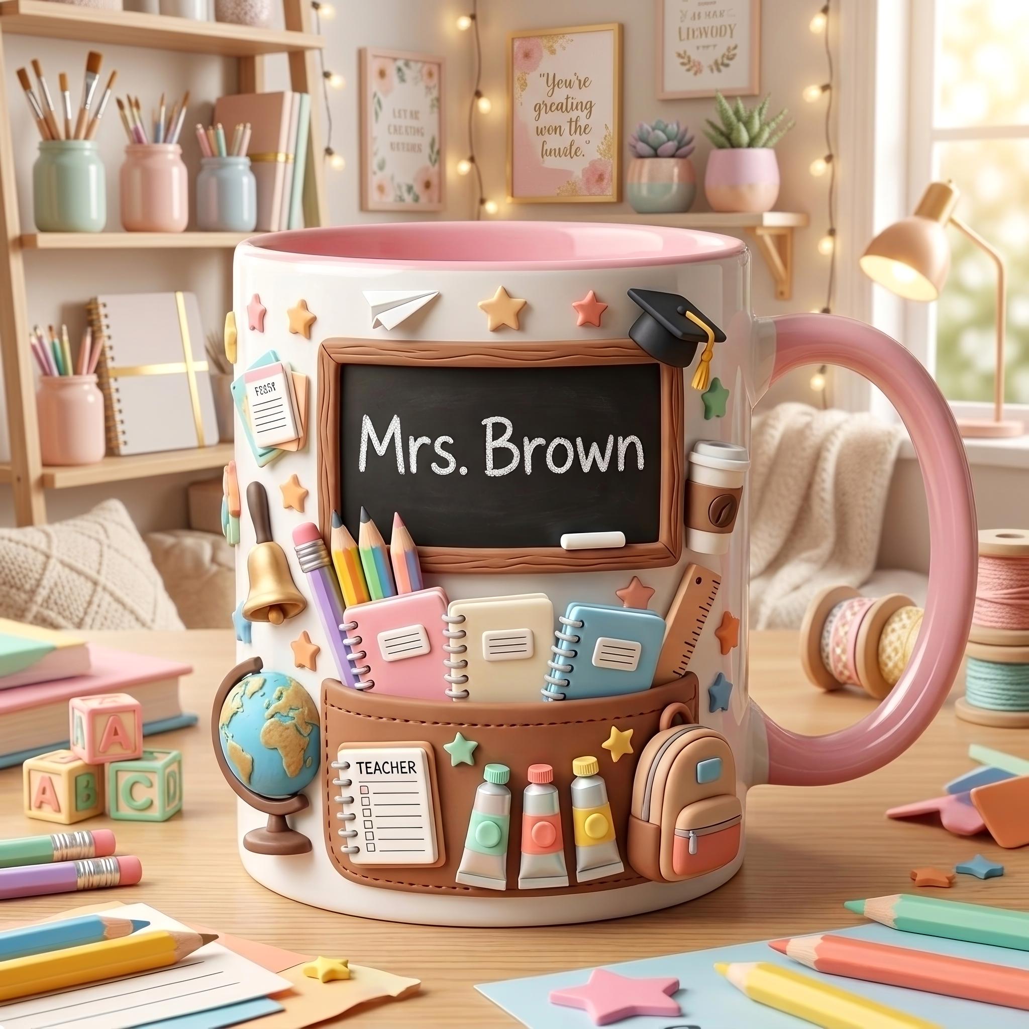 Personalized Teacher Mug, Custom Preschool Teacher Coffee Cup, Cute Classroom Mug, Kindergarten Teacher Appreciation Gift