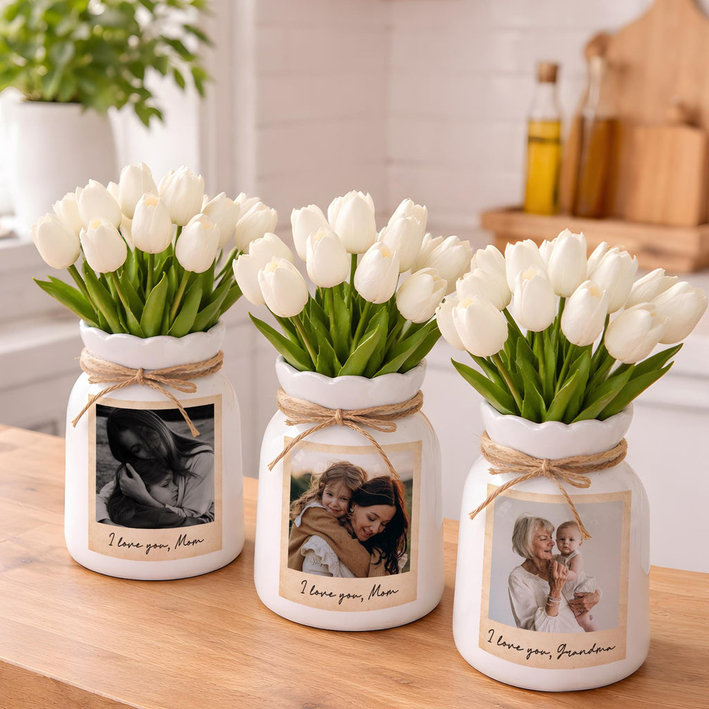 Personalized Photo Vase for Mom, Custom Picture Flower Vase, Mother's Day Gift