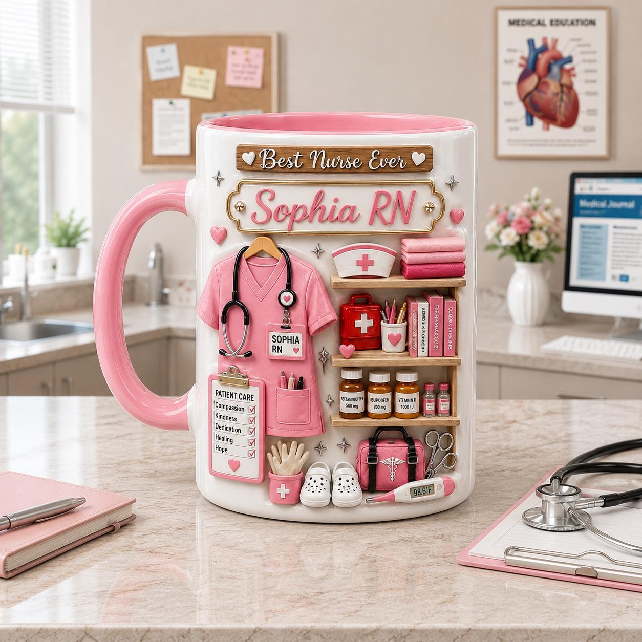 Personalized Nurse Mug, RN Coffee Cup, Nurse Appreciation Gift, Custom Healthcare Worker Mug, Registered Nurse Gift