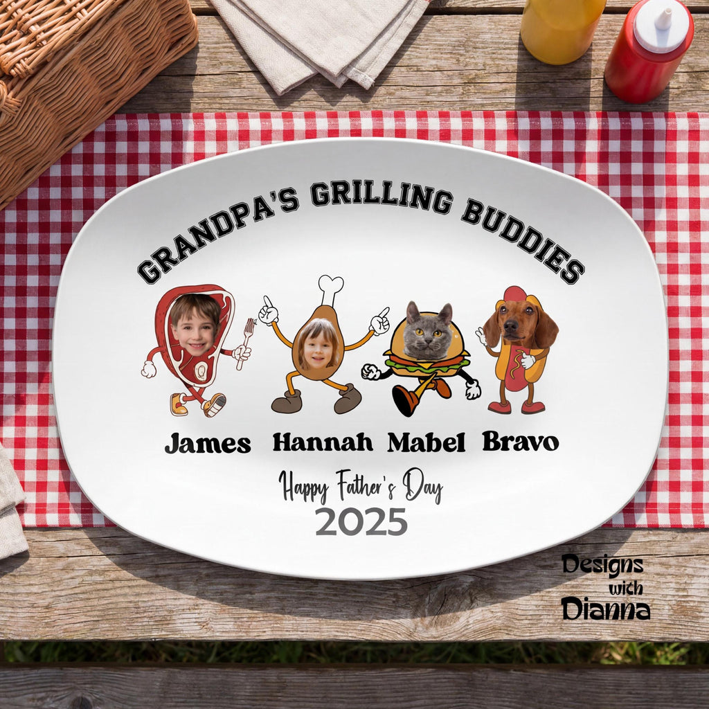 Grandpa Grilling Plate Personalized Father’s Day Gift From Grandkids Custom BBQ Platter With Kids Photos Custom Grandpa's Grilling Buddies