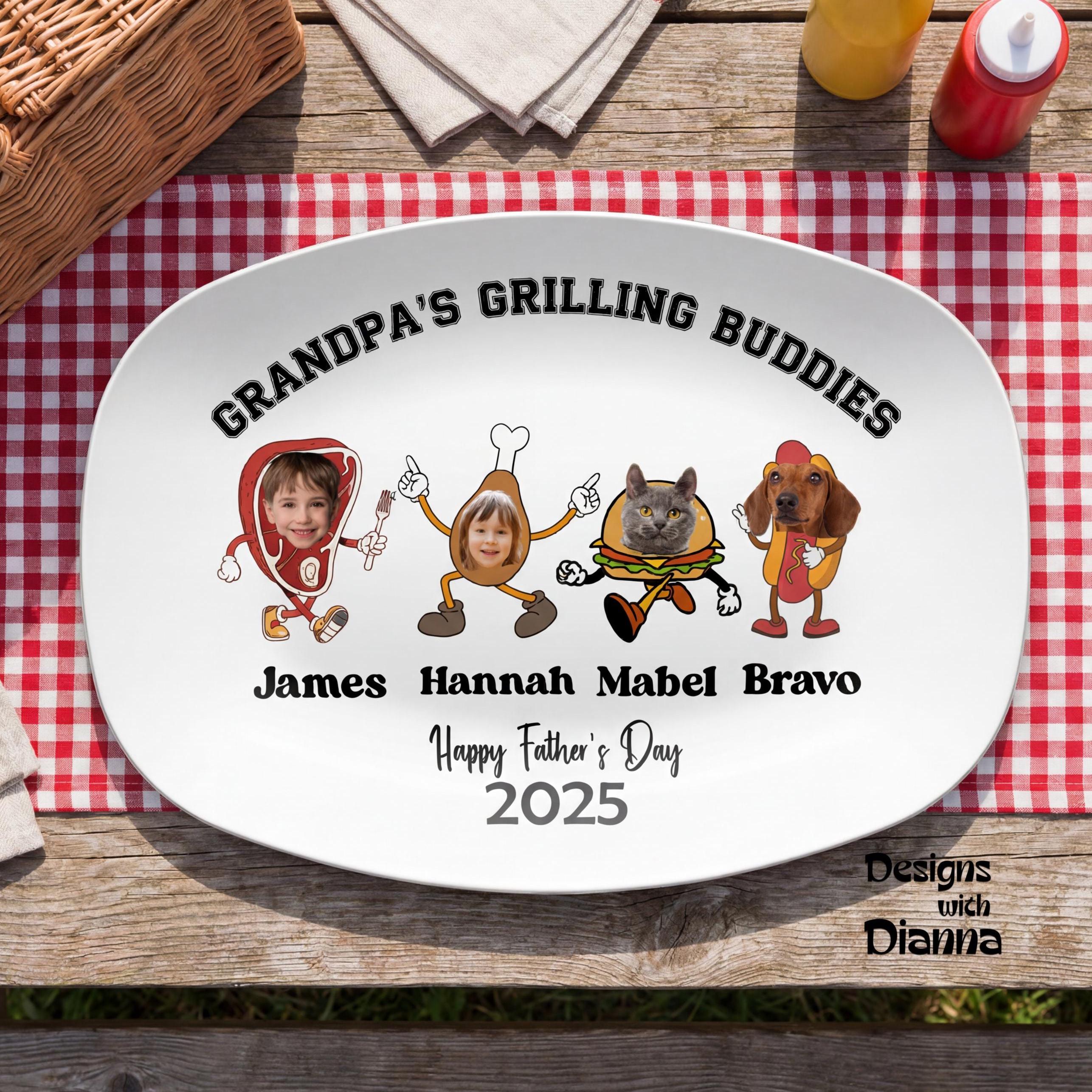 Grandpa Grilling Plate Personalized Father’s Day Gift From Grandkids Custom BBQ Platter With Kids Photos Custom Grandpa's Grilling Buddies