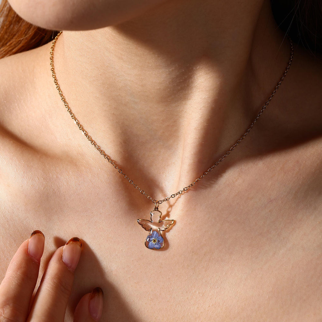 Guardian Angel Forget Me Not Necklace, Handmade Memorial Jewelry, Baby Loss, Grieving Mom Gift, Pregnancy Loss, Miscarriage Gift for Her