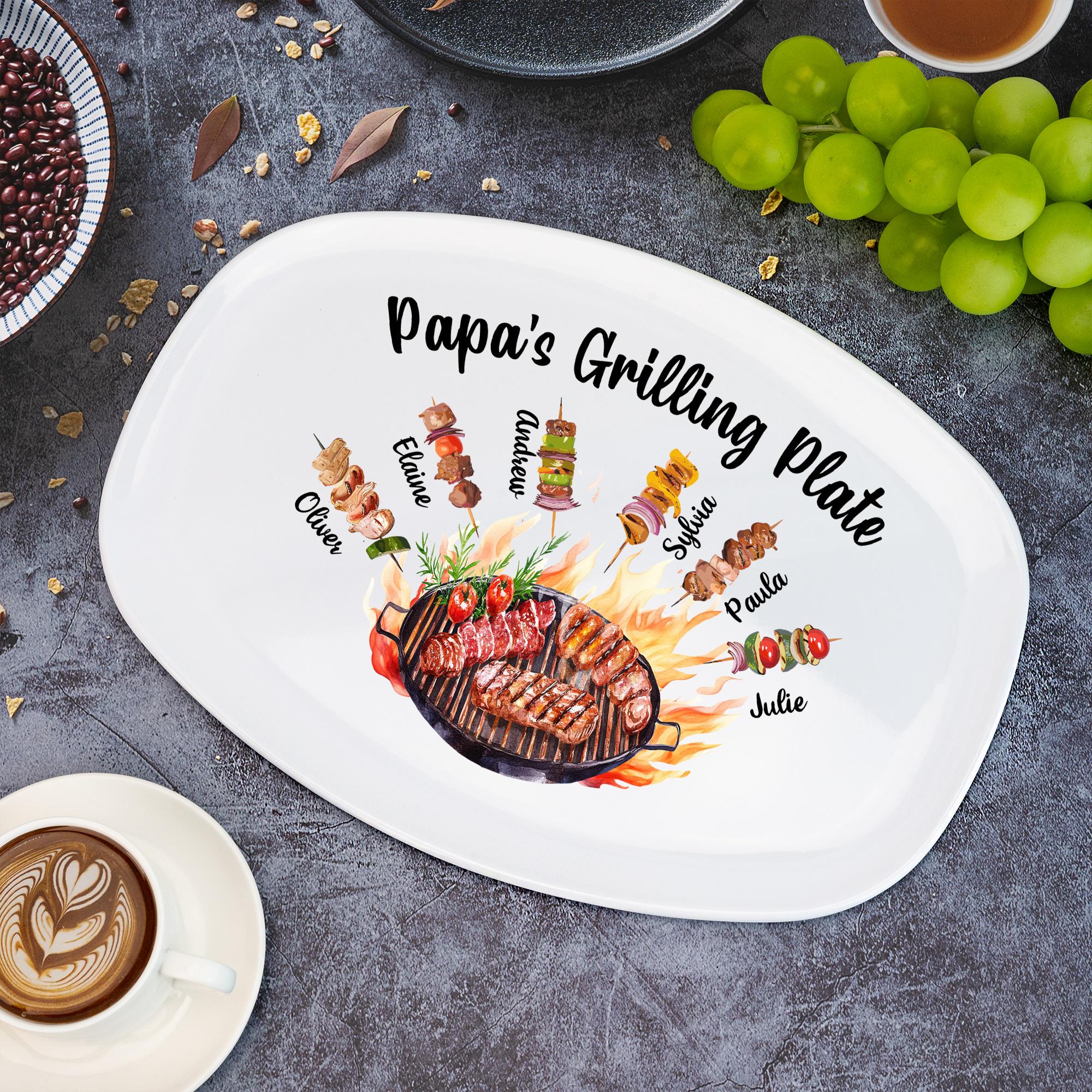 Personalized Daddy's Grilling Plate With Kids Names, Father’s Day Gifts, Custom BBQ Grilling, Grill Plate Gift From Kids, Gifts for Grandpa