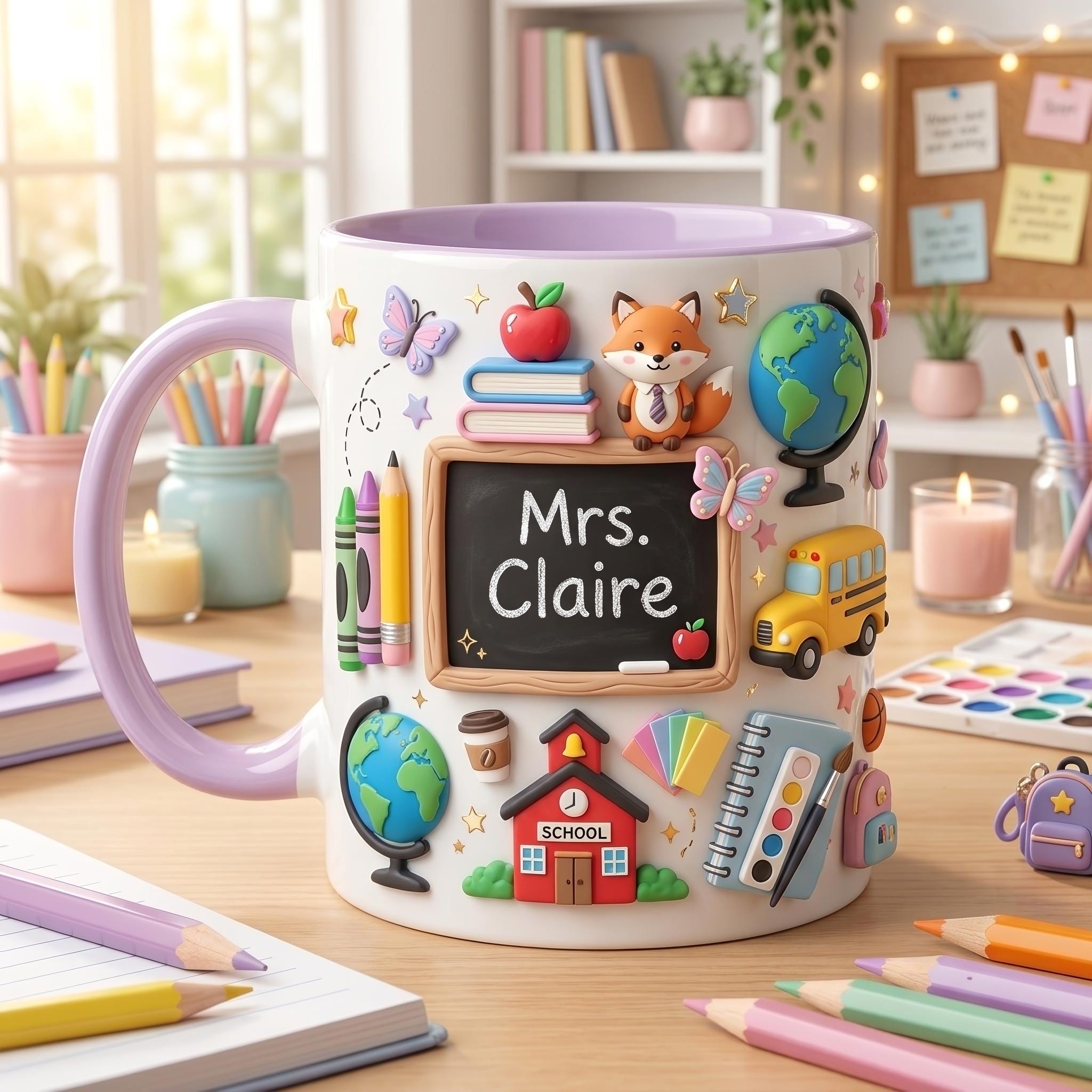 Personalized Teacher Mug, Cute Classroom Coffee Cup, Preschool Teacher Gift, Custom Teacher Appreciation Mug, Daycare Teacher Gift