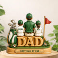 Personalized Golf Dad Wooden Block Custom Wood Sign Golf Gift for Him Golfing Father's Day Gift Dad Custom Family Figurine With Kids Names