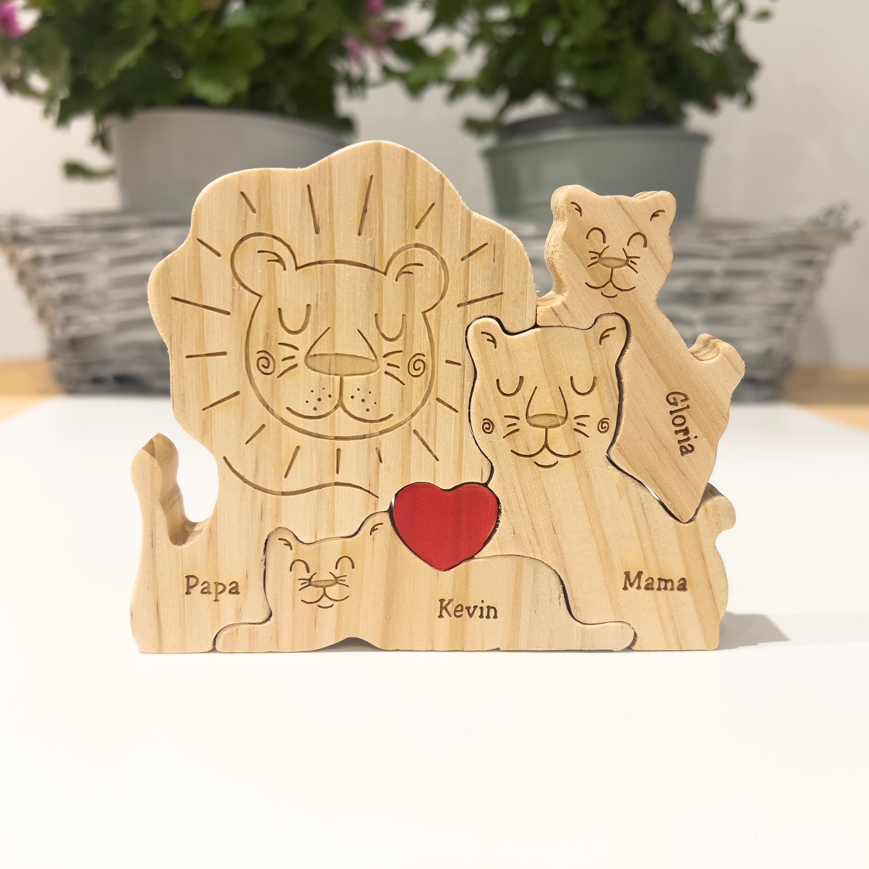 Wooden Lion Family Puzzle, Gifts for Birthday, Custom Family Gifts, Home Decor, Gift for Kids, Gift for Wife Girlfriend, Housewarming Gifts