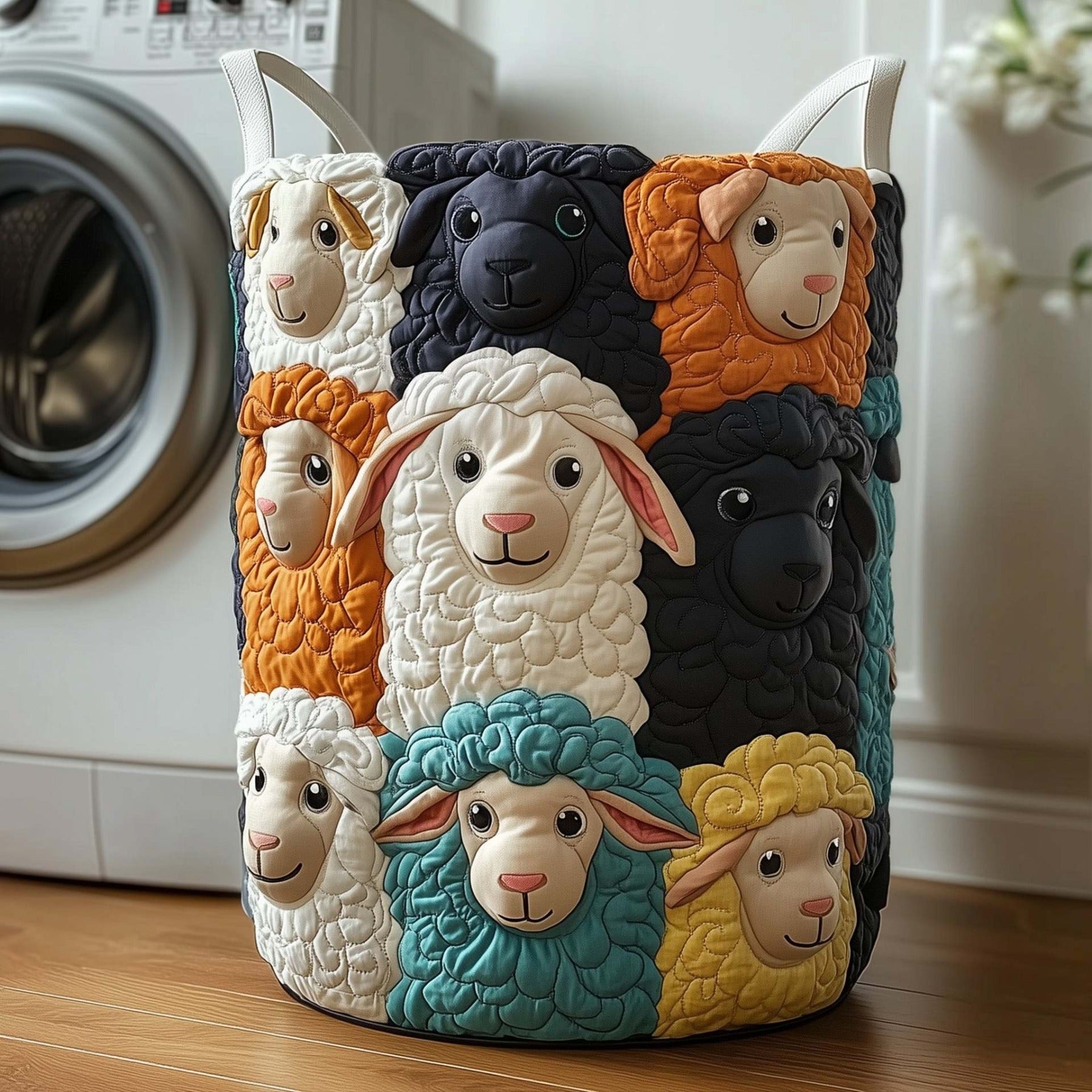 Large Capacity Quilted Laundry Basket, Circular Foldable Hamper, Soft Storage Bin for Clothes, Blankets, Nursery & Bedroom Decor
