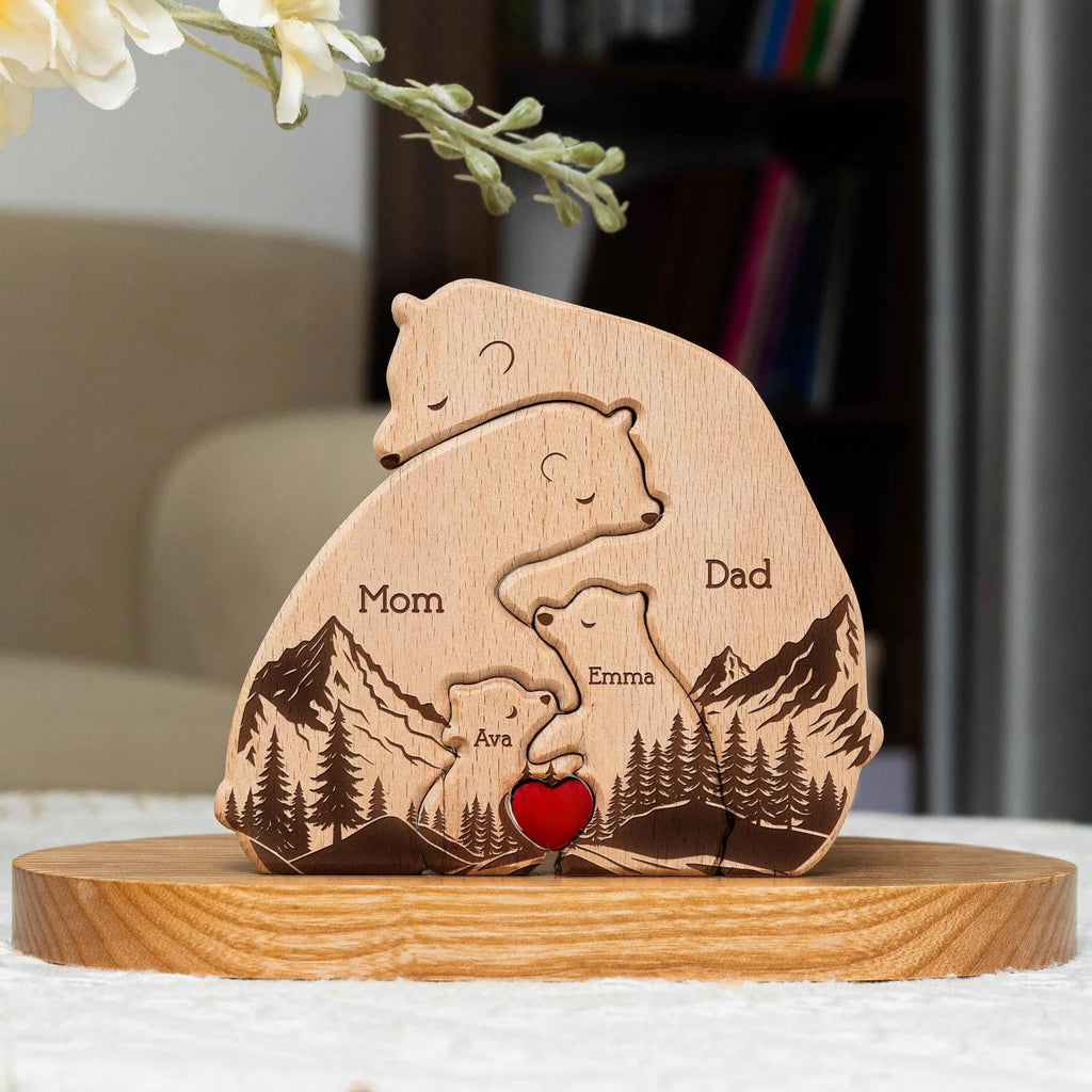 Personalized Wooden Bear Family Puzzle, Wooden Family Puzzle, Animal Puzzle, Gift for Parents, Gift for Mom Dad, Christmas Gift