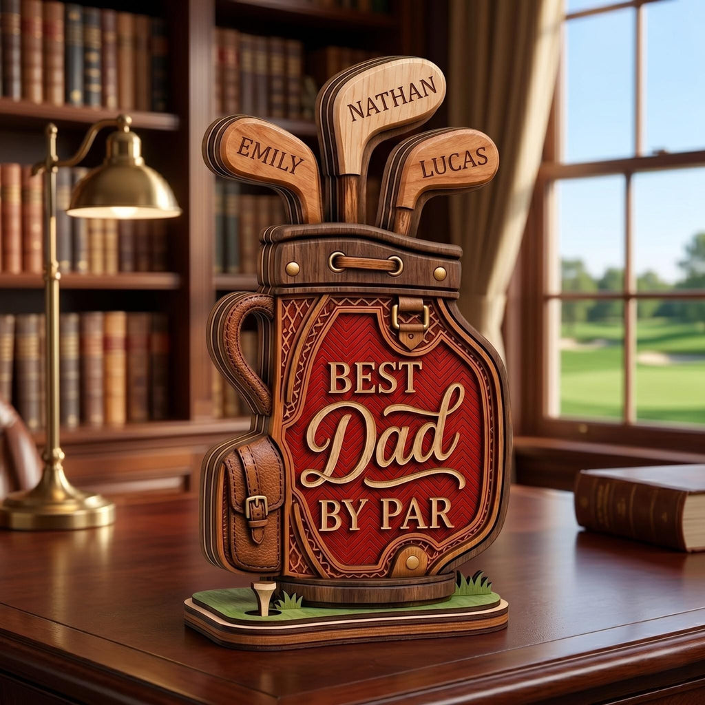 Personalized Infinity Wooden Block for Dad, Custom Name Wood Sign, Rustic Home Decor, Unique Father's Day Gift From Daughter & Son, Papa