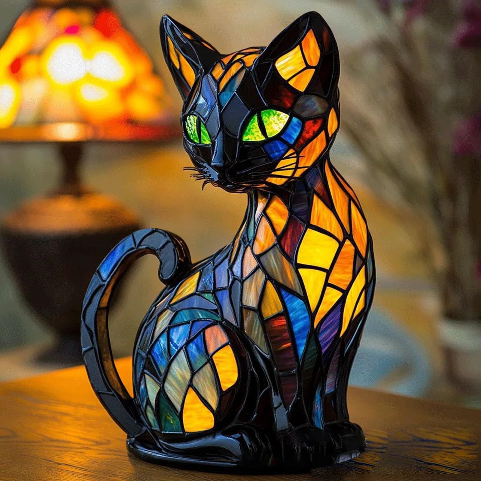 Cat Series Art Night Light, Handmade Resin LED Animal Bedside Table , Mosaic Table Lamp, Room Decor, Puppy Night Light Decor, Cute Dog Table Lamp, Pet Lover Gift, Nursery & Bedroom Light, Night Light