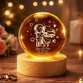 Loving Chibi Couple - Personalized Crystal Ball LED Night Light , Valentines Day Wedding Anniversary Gift For Couple