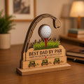 Personalized Golf Key Holder for Dad, Best Dad by Par Wooden Key Rack, Father's Day Gift From Kids, Custom Golf Lover Present