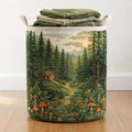 Forest Cabin Quilted Laundry Basket, Woodland Fabric Hamper for Bathroom, Bedroom or Rustic Home Decor. LBPETAL134