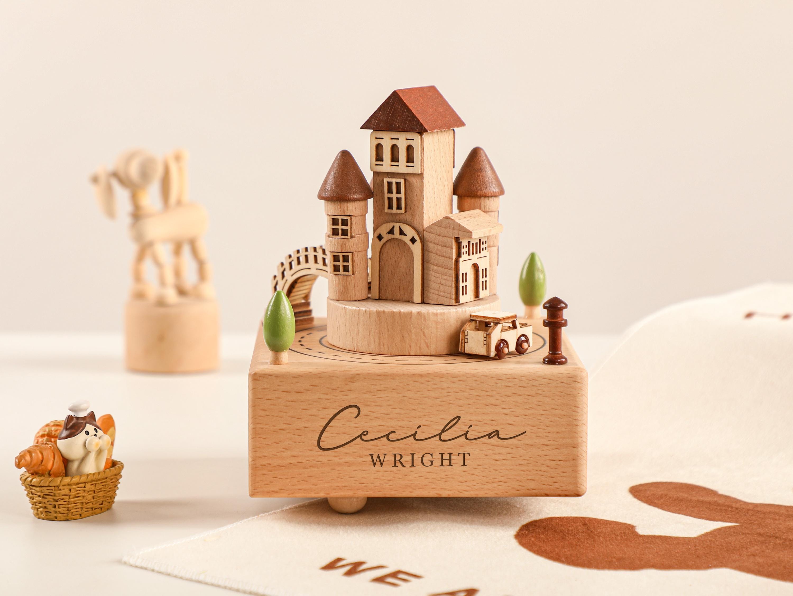 Luxury Castle Music Box, Wooden Music Box, Custom Wooden Handmade Music Box, 1st Birthday, Personalised Music Box Gift, Baby Gift