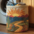 Cactus Desert Quilted Laundry Basket, Large Fabric Clothes Hamper, Foldable Storage Bin for Bedroom Bathroom Nursery Decor. LBPETAL12