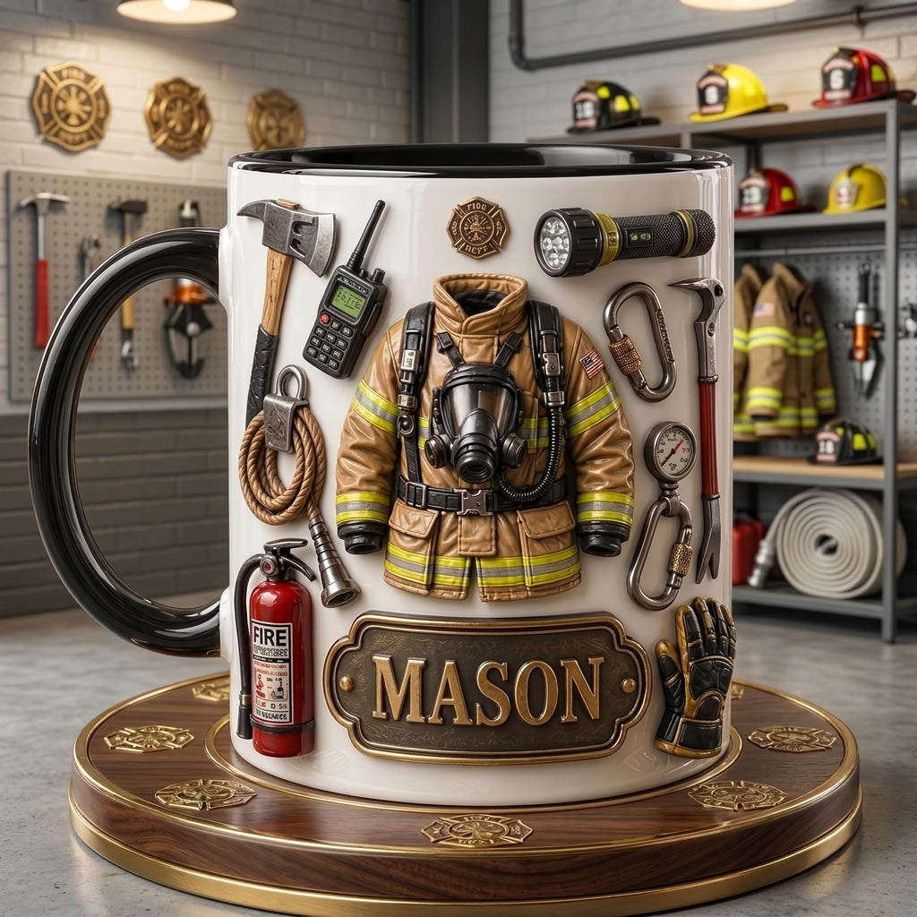 Personalized Firefighter Mug, Fire Rescue Coffee Cup, Custom Fireman Gift, Firefighter Appreciation Mug, Fire Department Gift