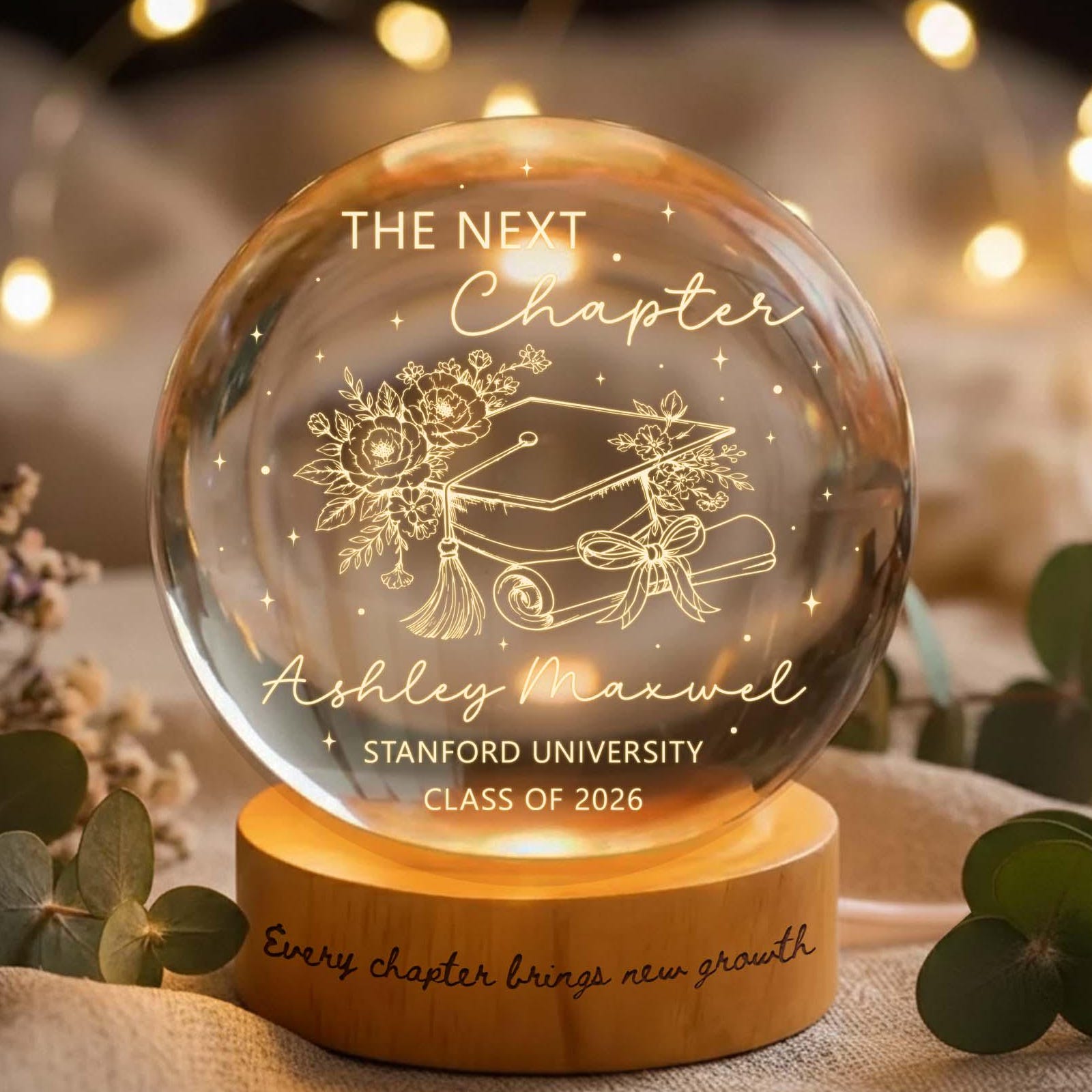 Personalized Graduation Gift, Class of 2026 Crystal Ball Night Light, Graduation Day, Graduation Gift for Senior Congrats on Your Graduation