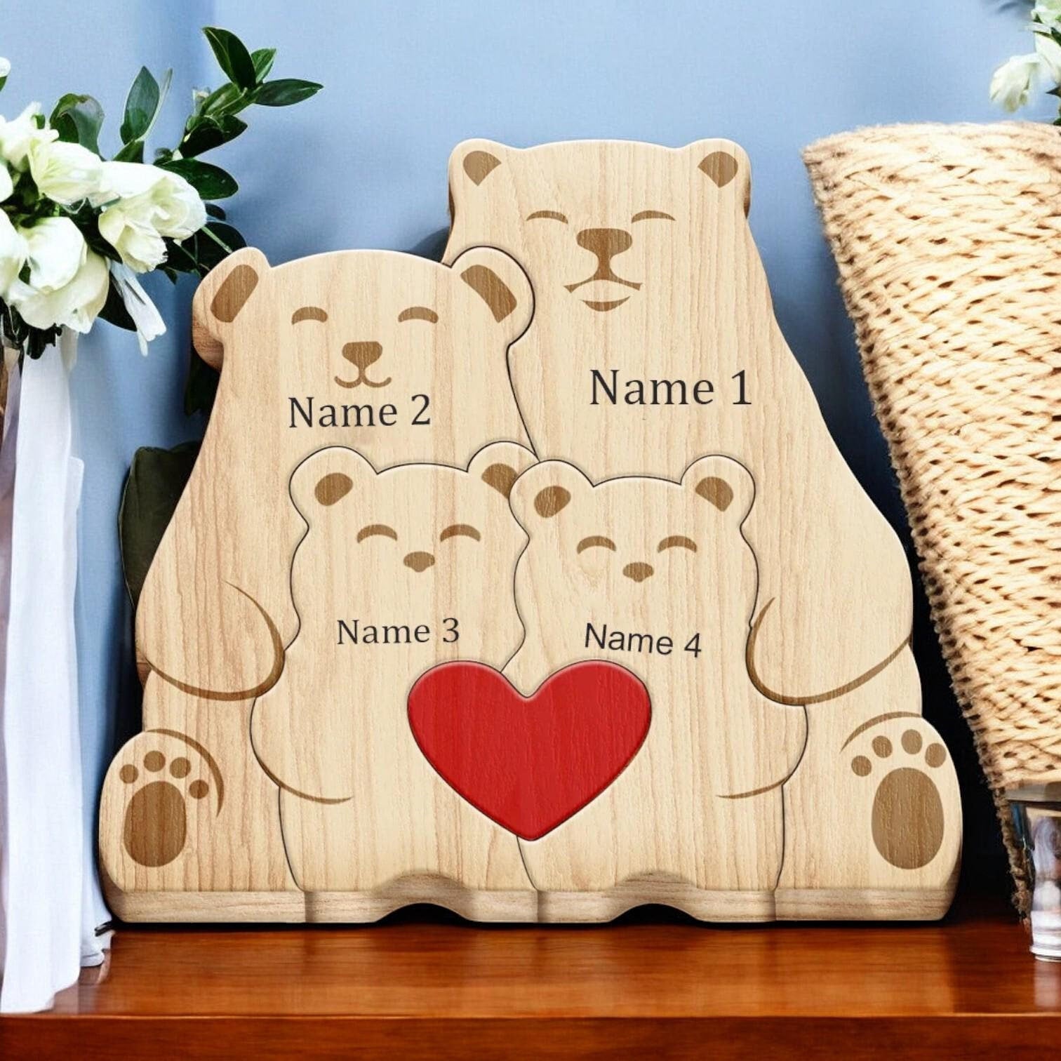 Koala Family Puzzle - Mothers Day Gift - Family Christmas Gift - Personalised Koala Family Puzzle - Family of Four Gift - Family Decoration