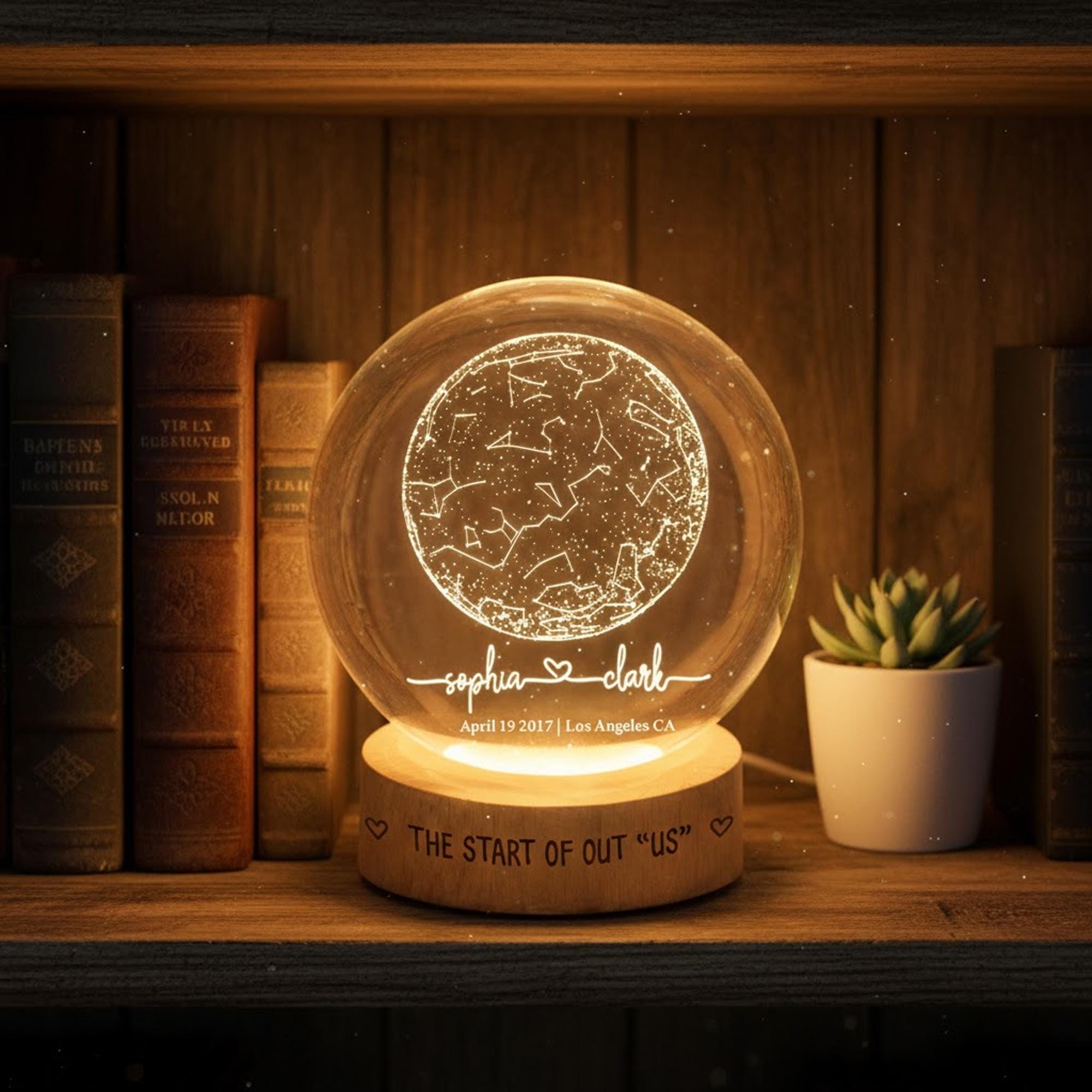 Personalized Star Map Night Light, Custom Night Sky Gift, Star Map by Date, Crystal Ball LED, Valentine's Day Gift for Couple,boyfriend,wife