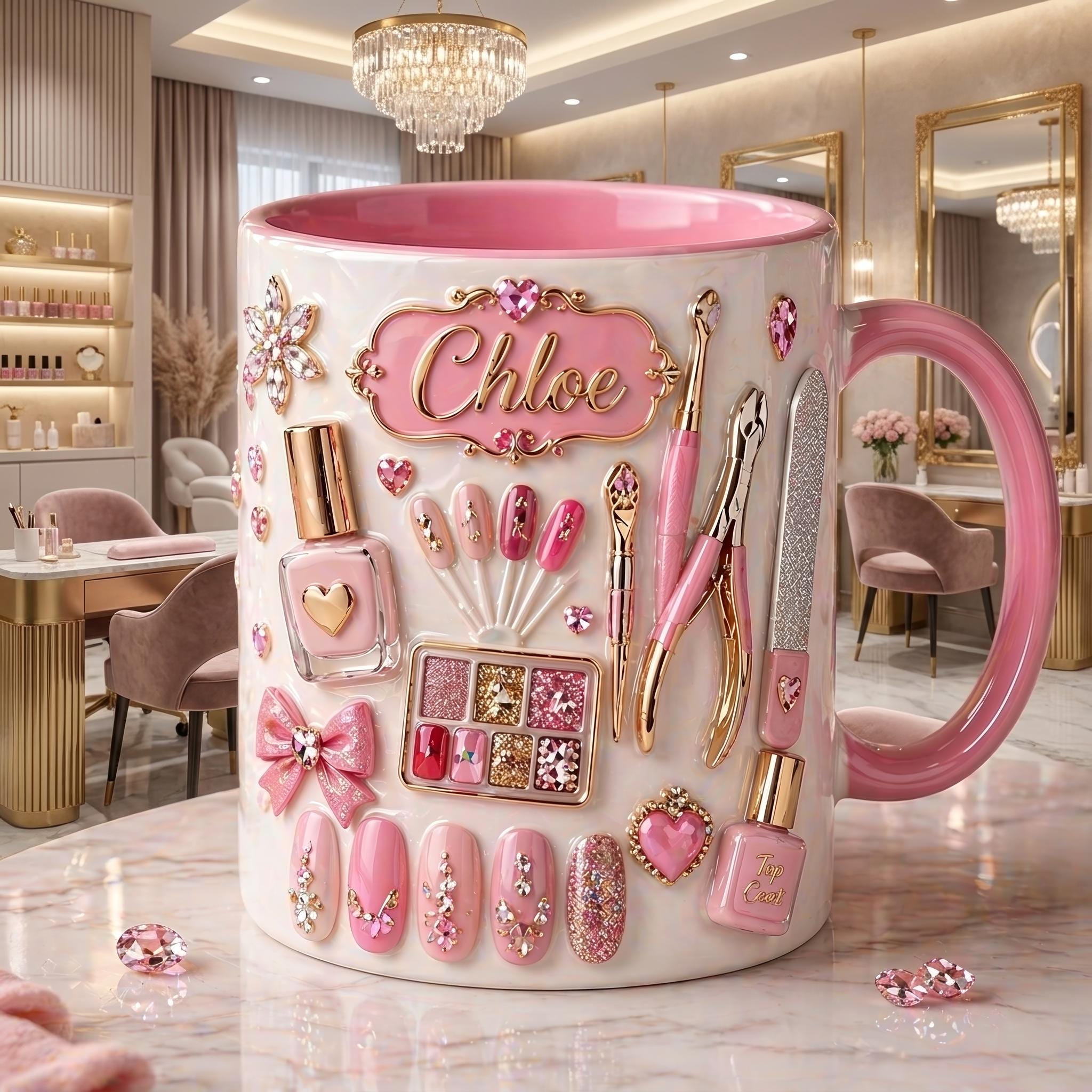 Nail Tech Mug, Personalized Name Nail Artist Coffee Cup, Beauty Salon Gift, Custom Manicurist Mug, Nail Salon Appreciation Gift
