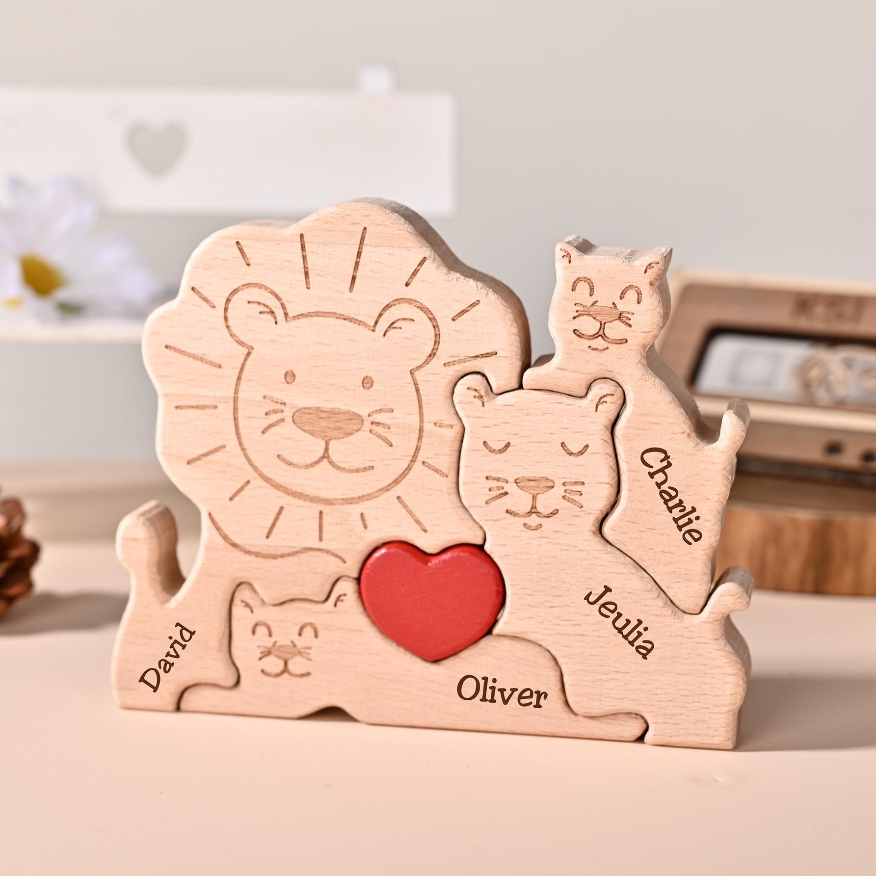 Cat Wooden Ornament, Cat Family Jigsaw Puzzle, Birthday Presents for Wife, Mother Daughter Gifts, Cat Mum Gift, New Family Christmas Gifts