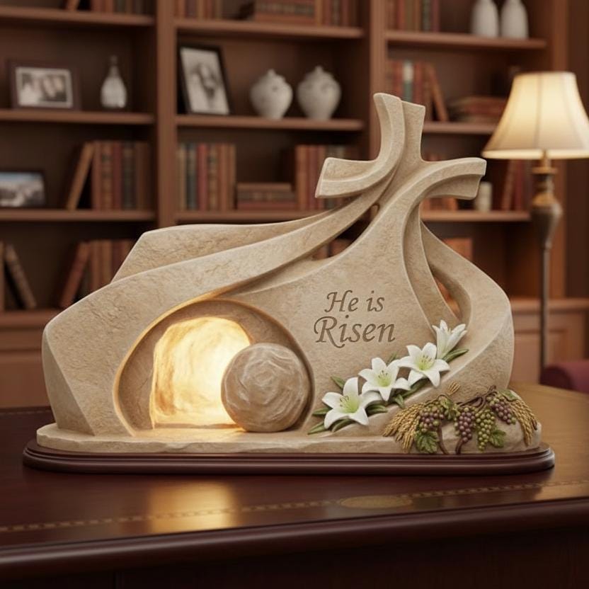 He is Risen Easter Decor, Empty Tomb Resurrection Wooden Block Sign, Christian Religious Shelf Decor, Church Ministry Gift